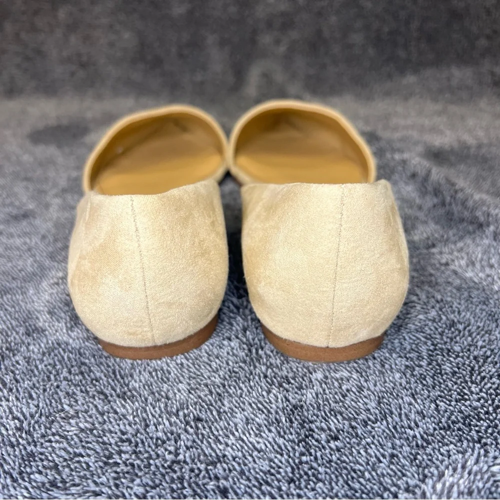 J Crew Zoe D'Orsay Flats Women's Size 6.5 Beige Tan Brown Pointed Toe Suede Shoe - Picture 4 of 9